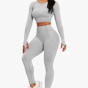 Seasum - Long Sleeve Workout Set Top and Leggings